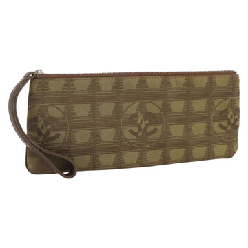 Chanel New Travel Line Clutch Bag Canvas Brown CC