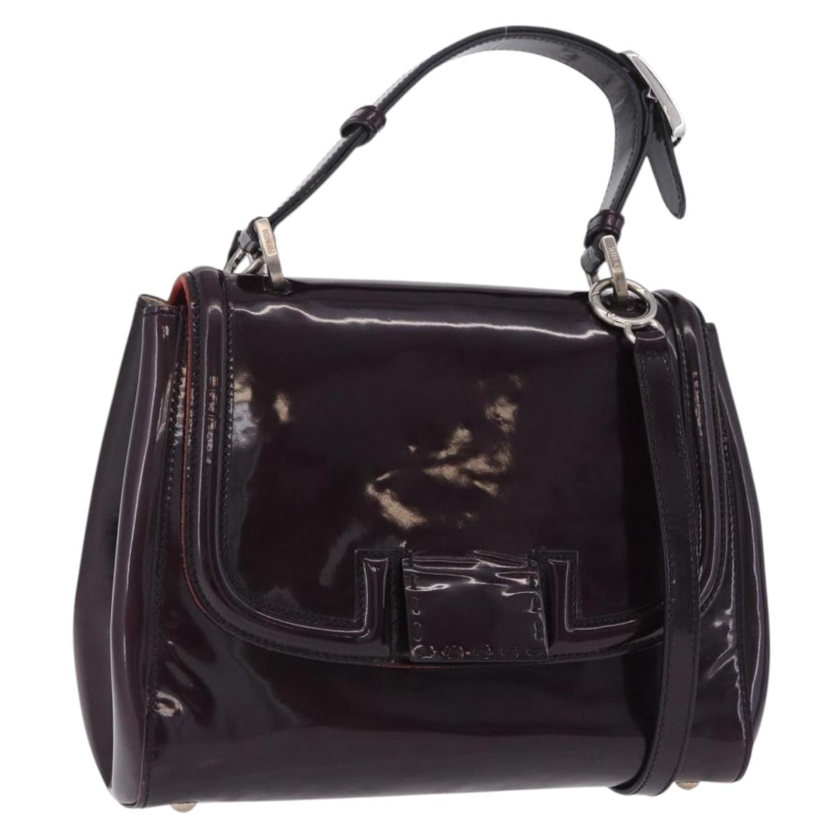 Fendi Silvana Shoulder Bag Patent Leather 2way Purple Silver