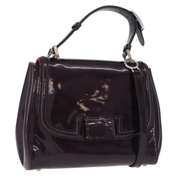 Fendi Silvana Shoulder Bag Patent Leather 2way Purple Silver