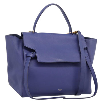 CELINE Belt Bag Hand Bag Leather 2way Blue Gold Tone Auth 196432