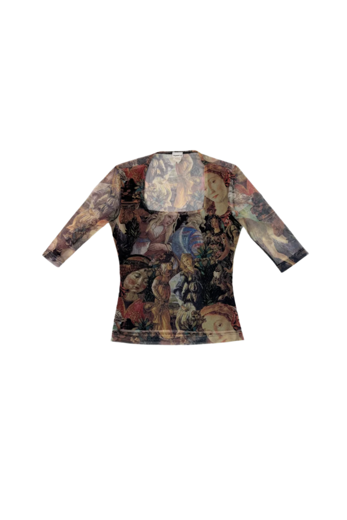 RoxyWear Square Neck Mesh Graphic 3/4 Sleeve Shirt
