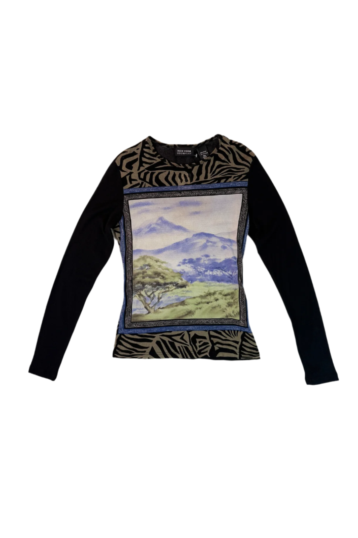 New York & Company Women's XS Painting Striped Long Sleeve Shirt