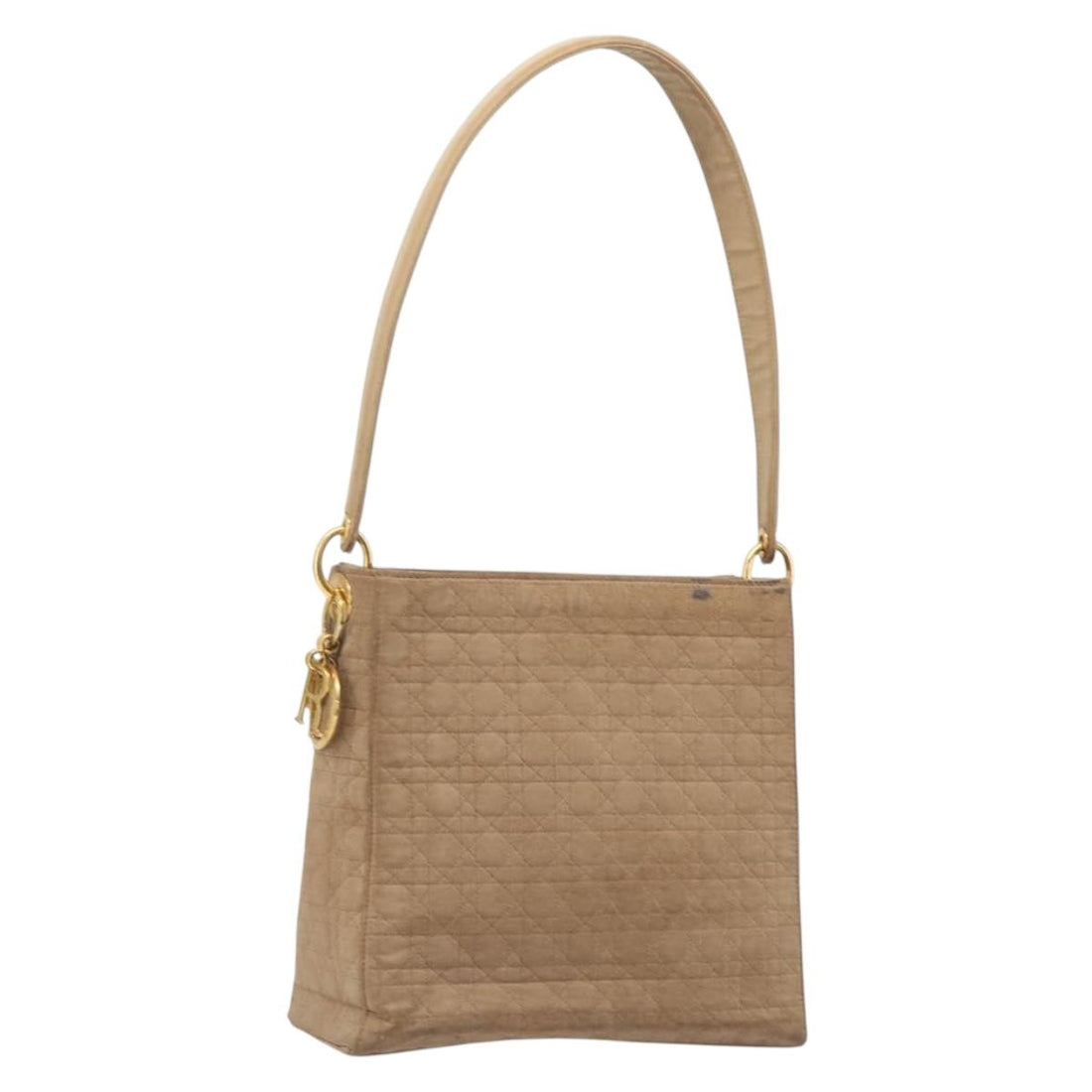Christian Dior Canage Shoulder Bag Canvas Beige Gold