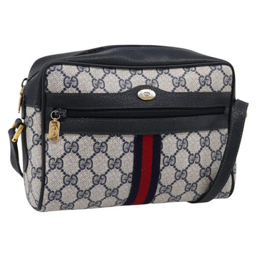 GUCCI GG Supreme Sherry Line Shoulder Bag PVC Navy Gold 120 02 004 Auth 198356