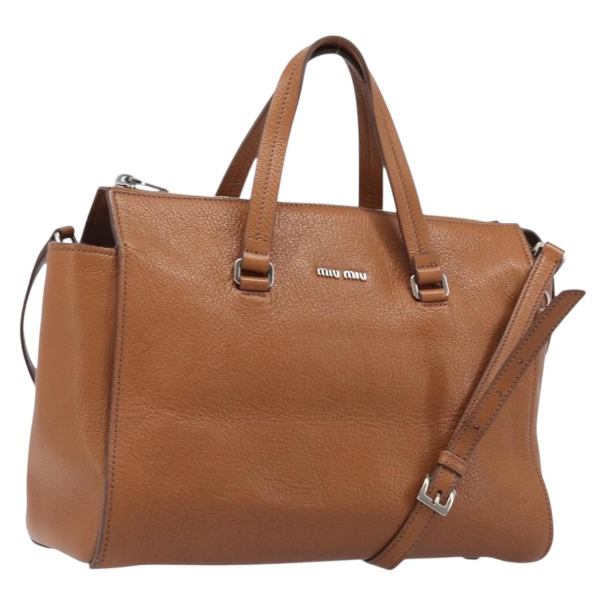 Miu Miu Handbag Leather 2way Brown Silver