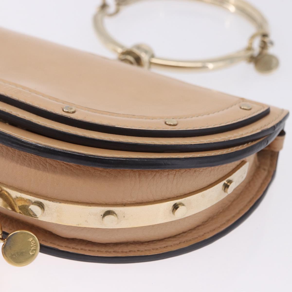Chloe Nile Minaudire Hand Bag Patent Beige Gold Tone Auth 198468A