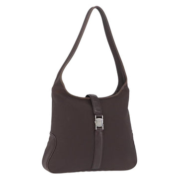 Salvatore Ferragamo Shoulder Bag Canvas Brown Silver Auth 196735A