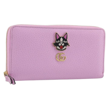 GUCCI GG Marmont Bosco Zip Around Long Wallet Leather Pink 499337 Auth BA15038V