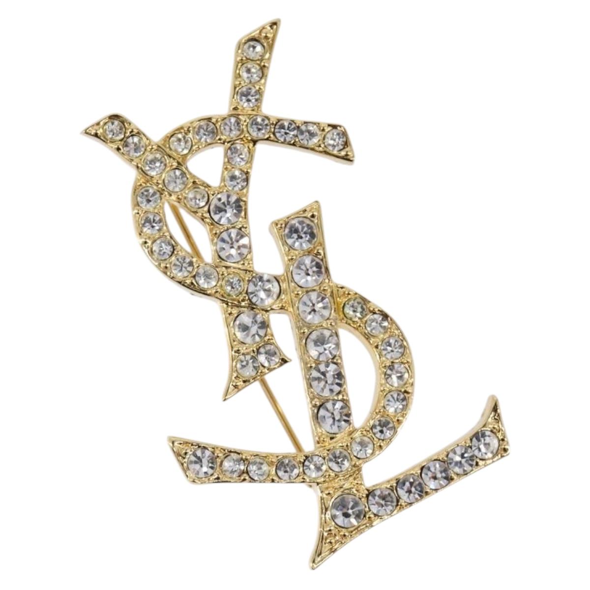 Saint Laurent Brooch Metal Gold Tone
