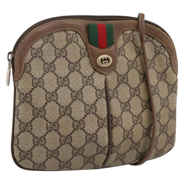 GUCCI GG Supreme Web Sherry Line Bag PVC Beige Gold 904 02 047 Auth ka5750