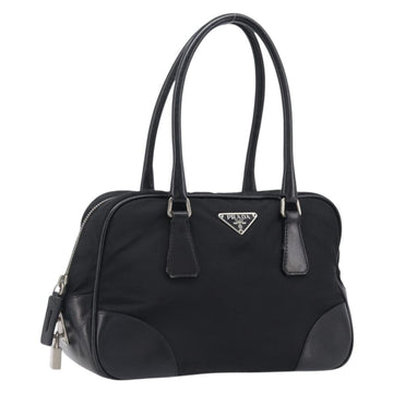 Prada Handbag Nylon Leather Black Silver (Grade AB)