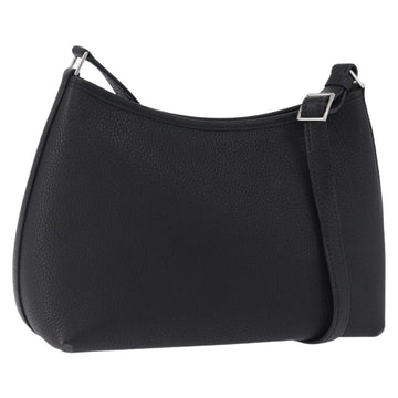 HERMES Berlango Shoulder Bag Leather Black Silver Auth 196666V
