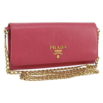 Prada Chain Wallet Safiano Leather Pink Gold
