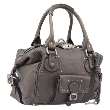 Chloé Paddington Handbag Leather Gray Silver