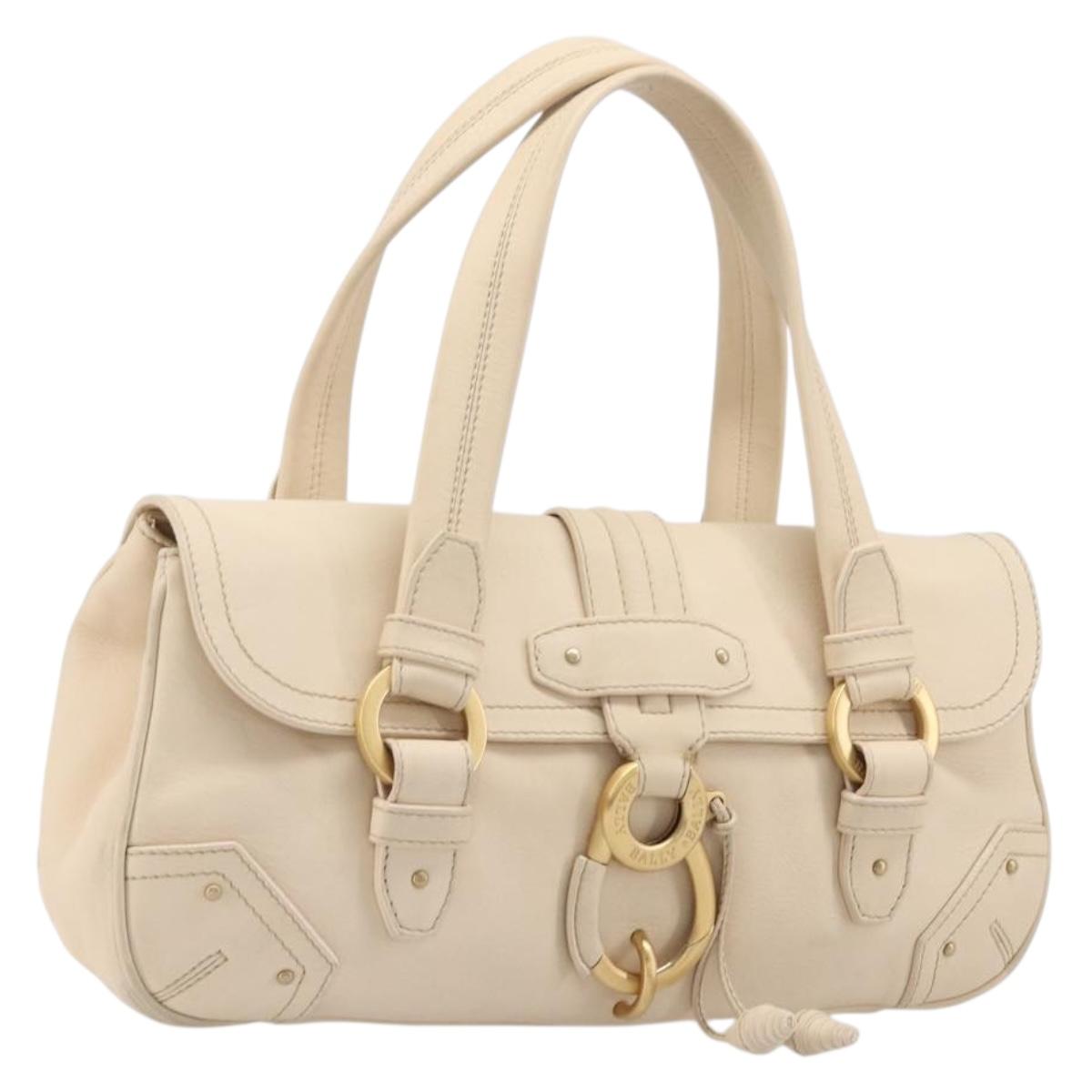 Bally Tote Bag Leather Ivory Gold