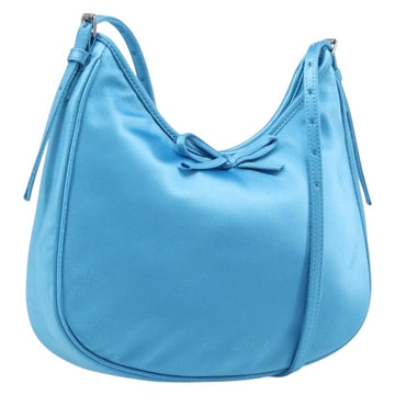 Balenciaga Shoulder Bag Satin Blue Silver