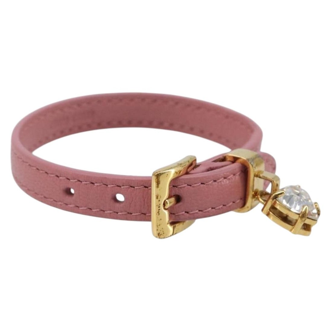 Miu Miu Bracelet Leather Pink Gold Tone