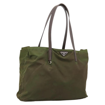 Prada Tote Bag Nylon Khaki Silver