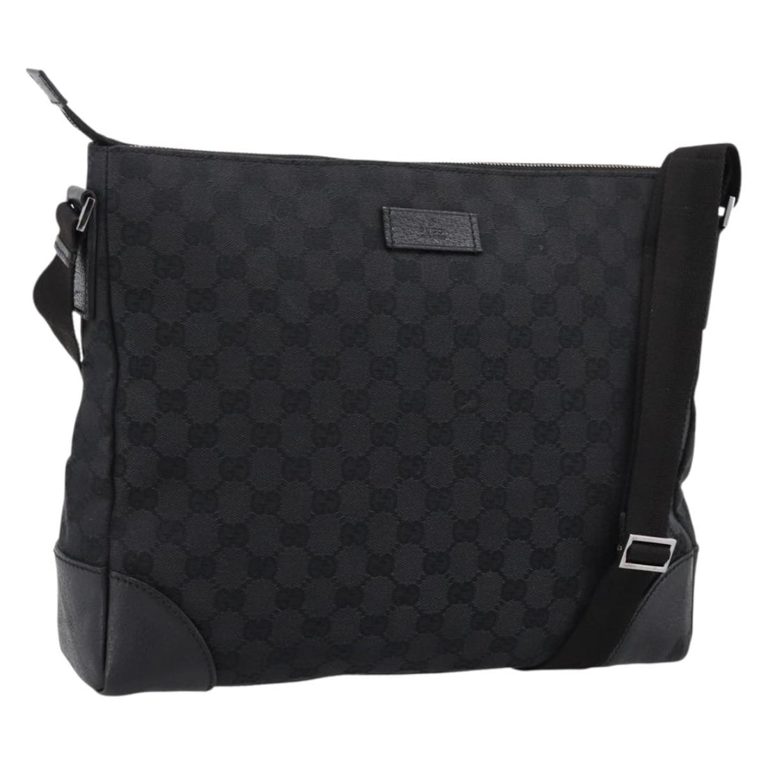 GUCCI GG Canvas Shoulder Bag Black Silver 110054 Auth am12249V