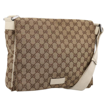 GUCCI GG Canvas Shoulder Bag Beige Silver 146236 Auth mr2810