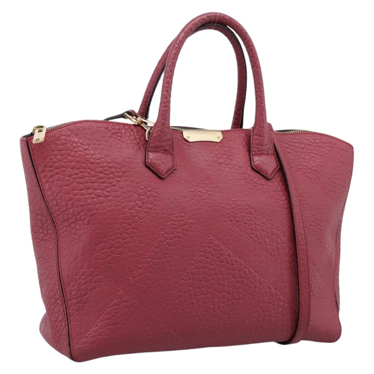 Burberry Handbag Leather 2way Red Gold
