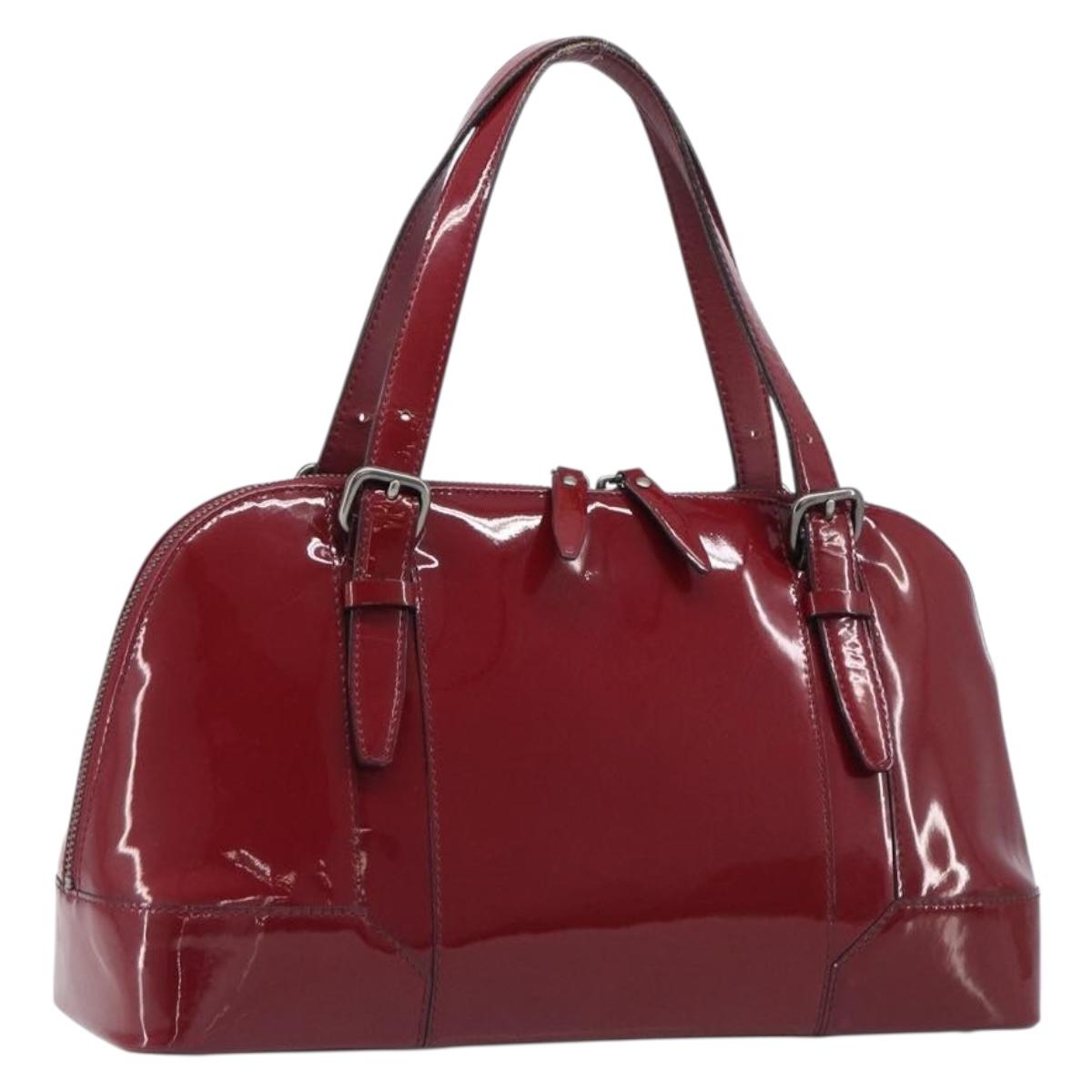 Burberry Handbag Patent Leather Red Silver