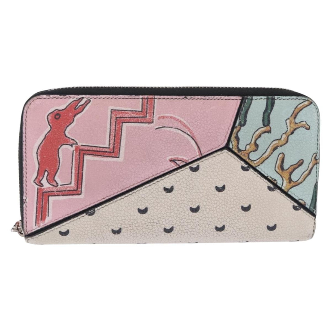 LOEWE Long Wallet Leather Multicolor Silver 261812 Auth 167546A