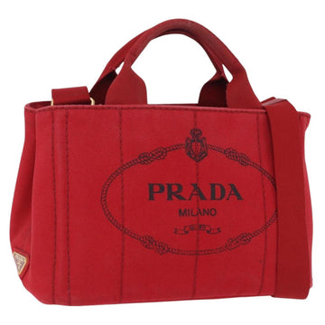Prada Canapa PM Handbag Canvas 2way Orange Gold