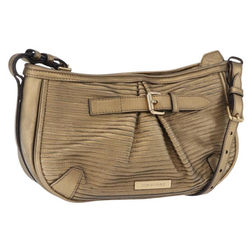 BURBERRY Shoulder Bag Leather Gold Auth 196634