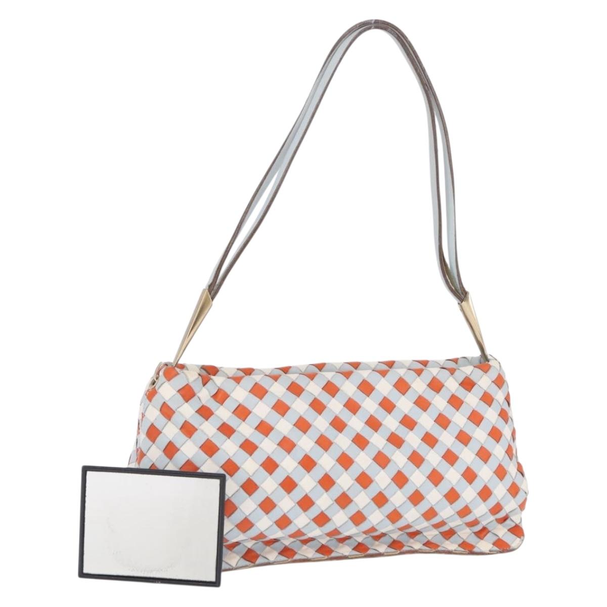 BOTTEGA VENETA INTRECCIATO Shoulder Bag Leather Orange Gold Tone