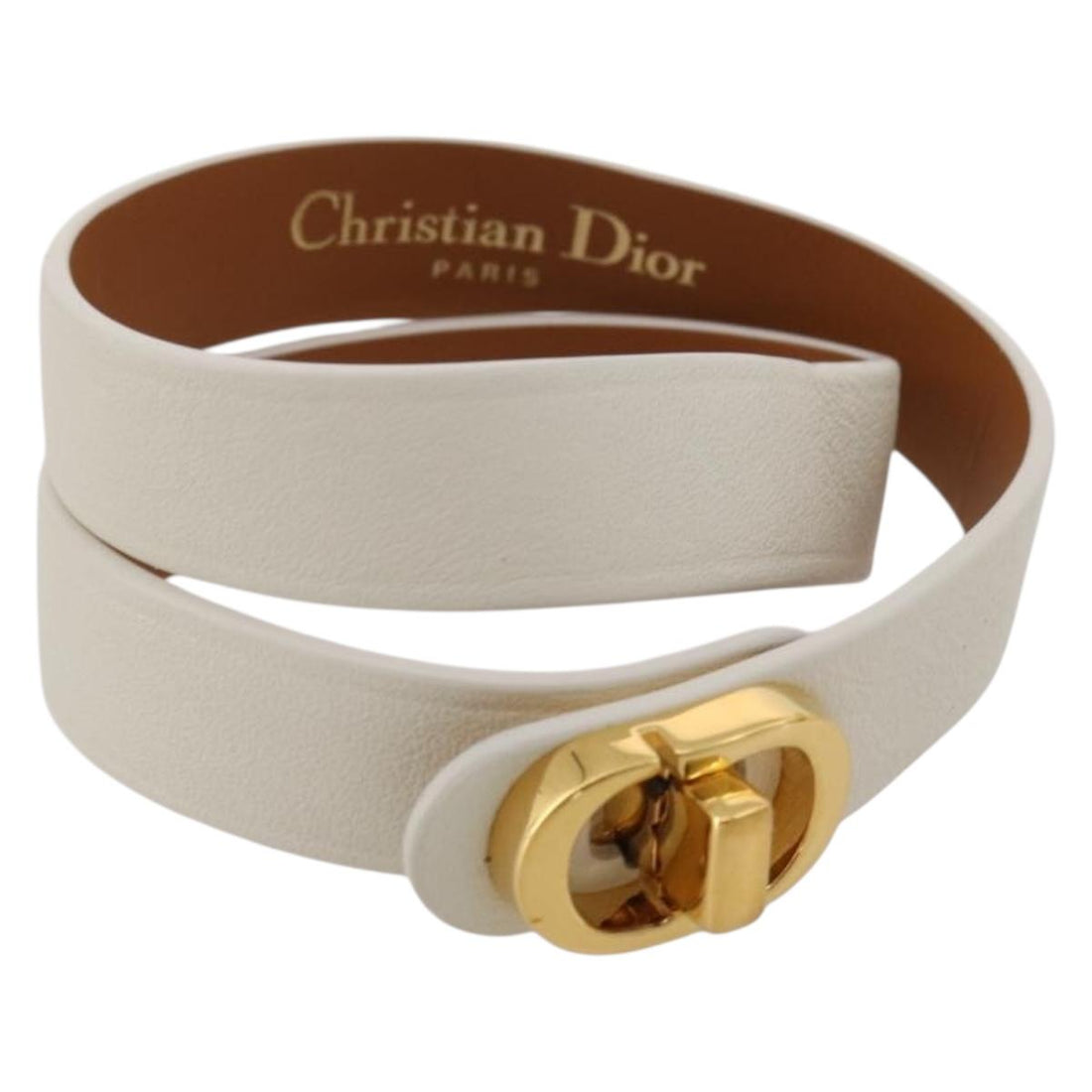 Christian Dior Bracelet Leather White Gold