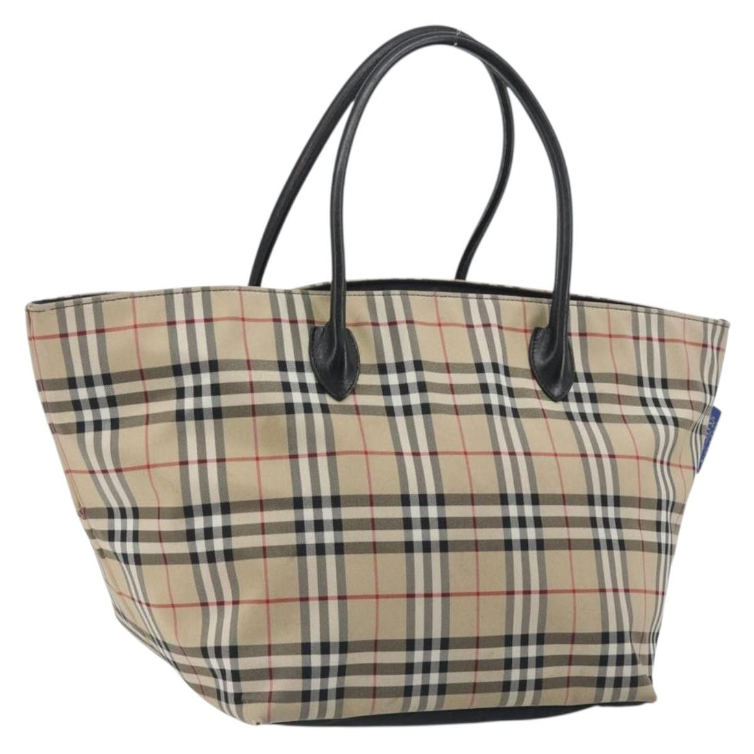 Burberrys Nova Check Blue Label Tote Bag Canvas Beige Auth kk702