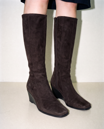 Ginza Yoshinoya Dark Brown Suede Long Boots