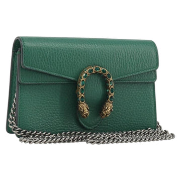 GUCCI Duonisos Shoulder Bag Leather Green Gold 476432 Auth mr2815