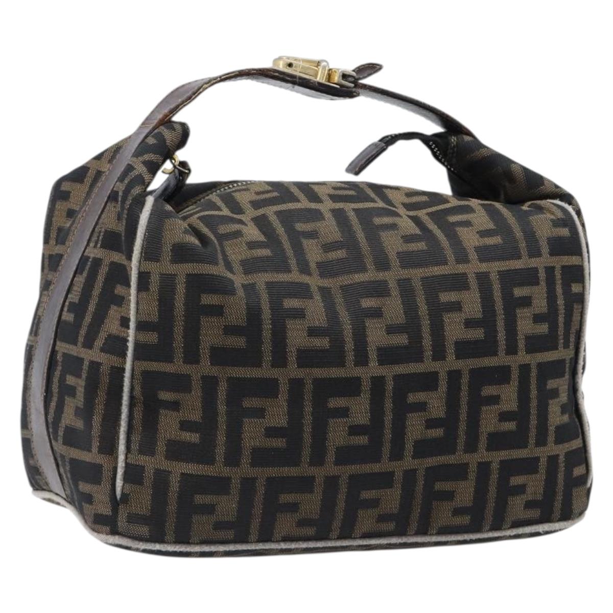 Fendi Zucca Canvas Vanity Handbag Black Brown (Grade CD)