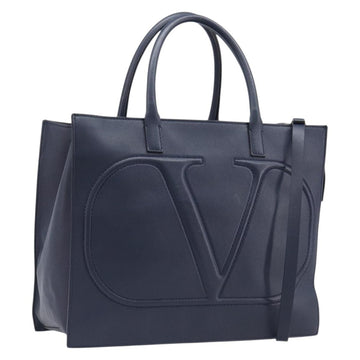 Valentino Handbag Leather 2way Navy Gold