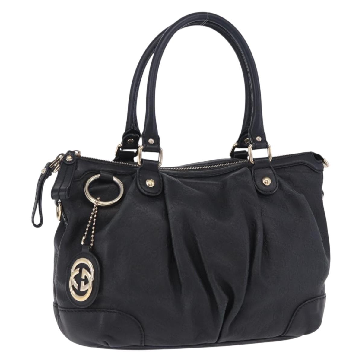 Gucci GG Canvas Guccissima Sukey Handbag Leather Black Gold