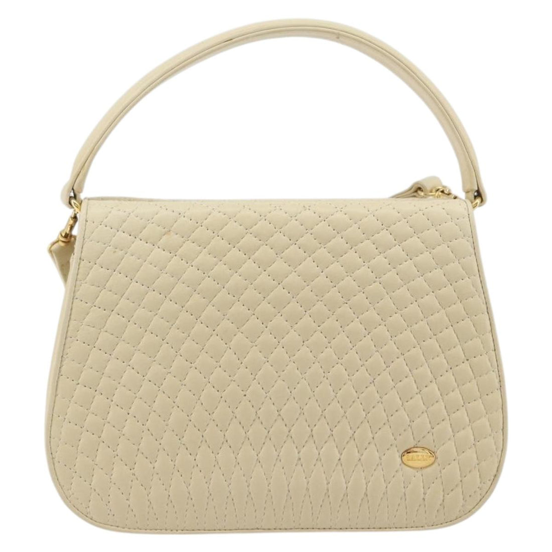 BALLY Shoulder Bag Leather 2way Ivory Gold Auth 197162A