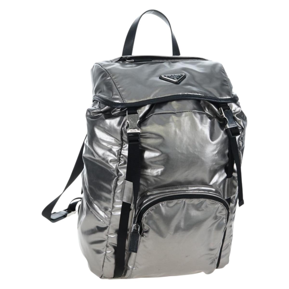 Prada Backpack Canvas Silver