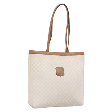 CELINE Macadam Tote Bag PVC Leather White Beige Auth 198626