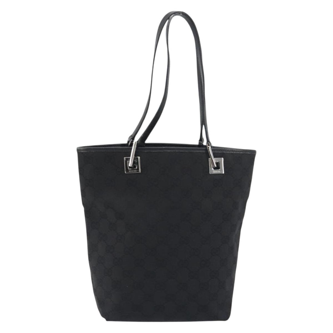 GUCCI GG Canvas Tote Bag Black Silver 31244 Auth 198669A