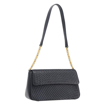 Bally Shoulder Bag Leather Black Gold Tone