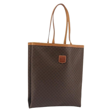 CELINE Macadam Canvas Tote Bag PVC Leather Brown Gold Auth 198251