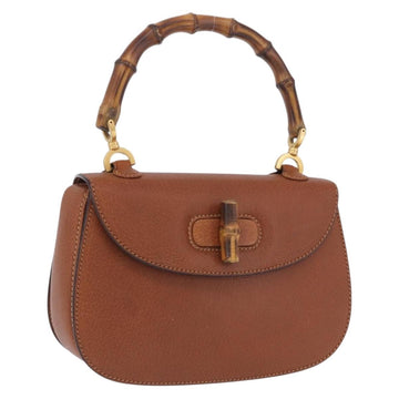 Gucci Bamboo Handbag Leather Brown Gold (Grade B)