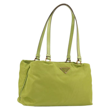 PRADA Hand Bag Nylon Green Gold Auth 196620V
