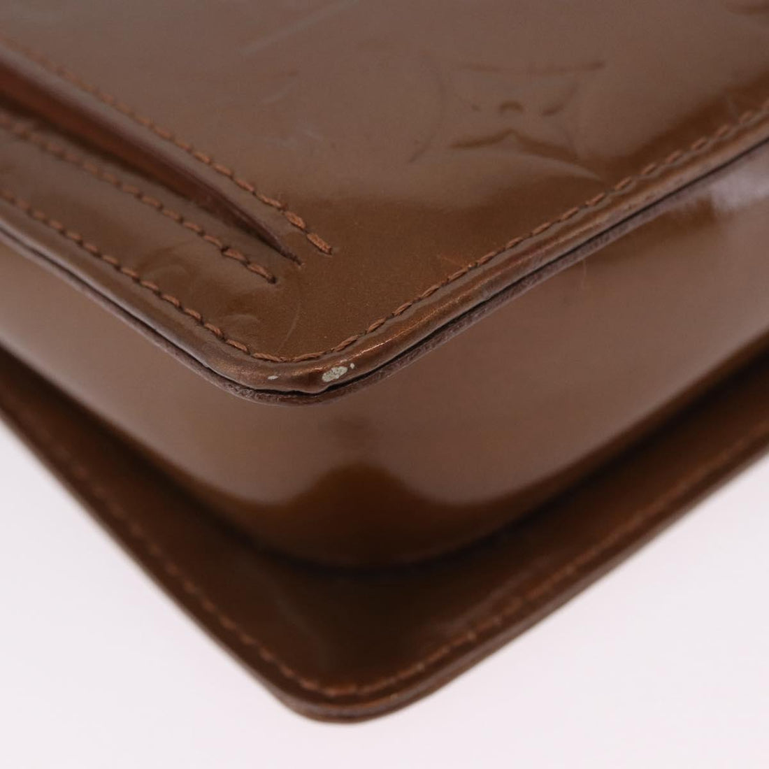 LOUIS VUITTON Monogram Vernis Motto Accessory Pouch Bronze M91138 LV Auth ka5713