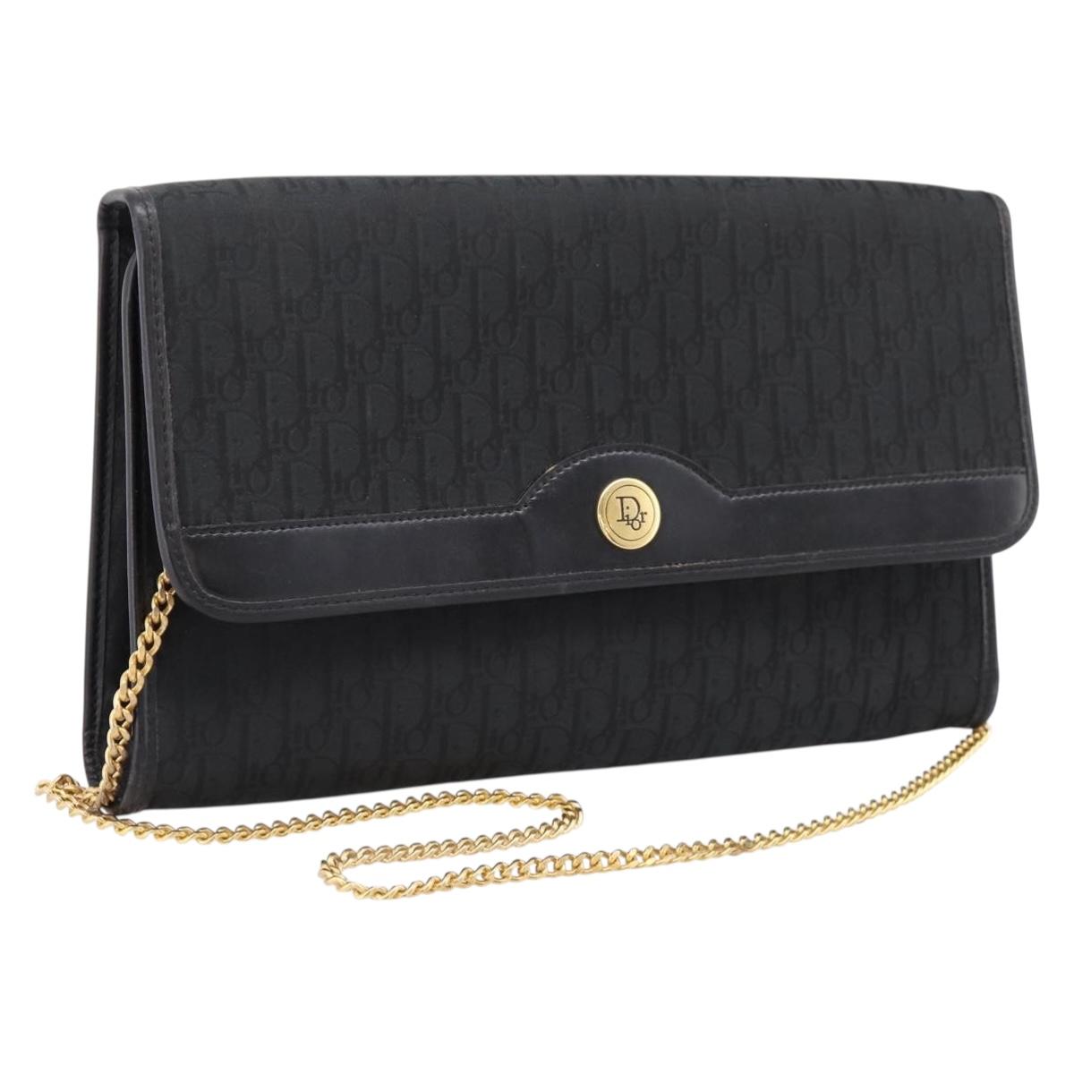 Christian Dior Trotter Canvas Chain Shoulder Bag Black Gold (Grade CD)