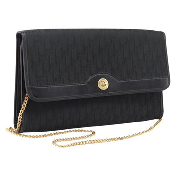 Christian Dior Trotter Canvas Chain Shoulder Bag Black Gold (Grade CD)