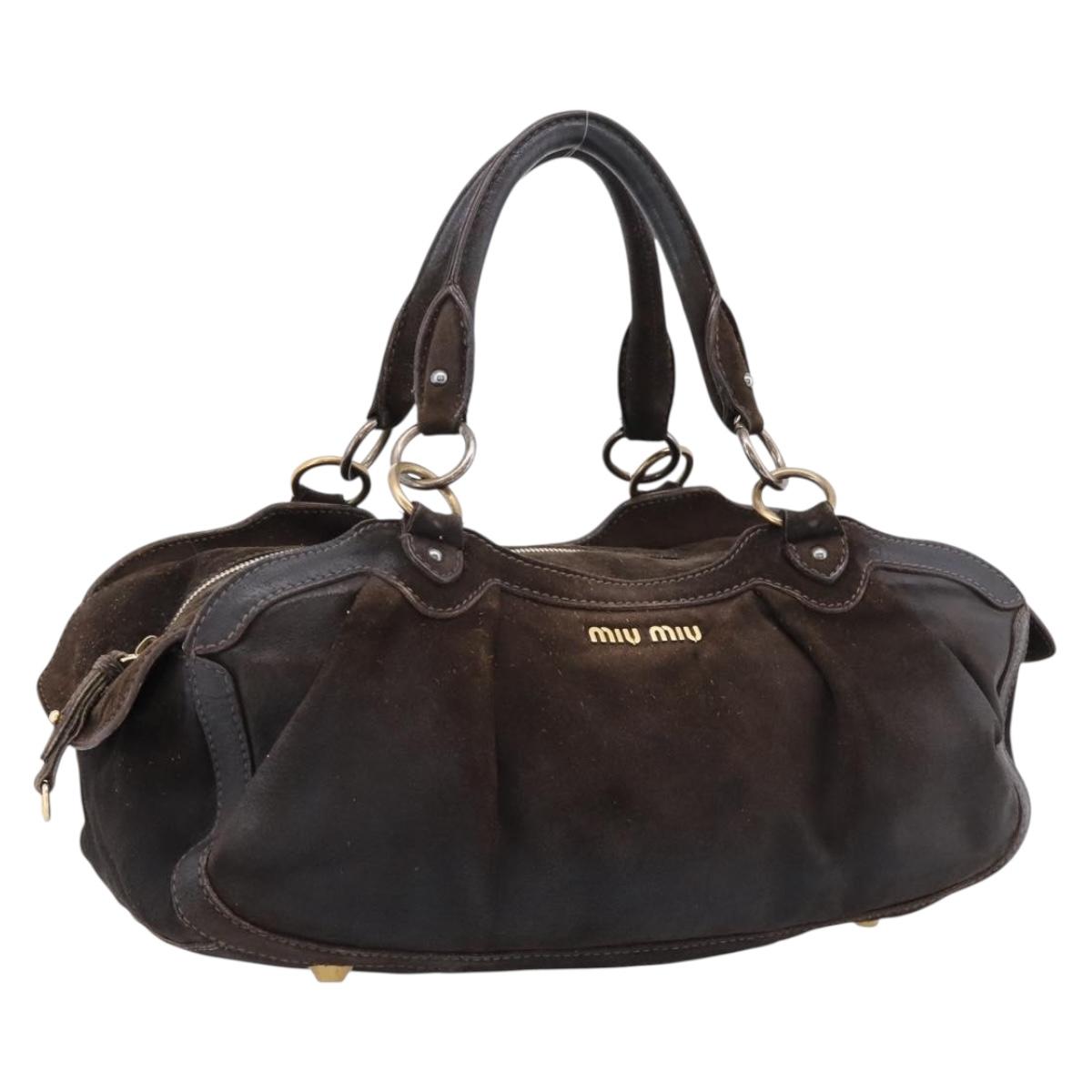Miu Miu Handbag Suede Brown Gold Tone