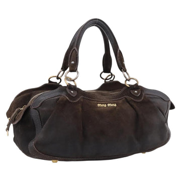 Miu Miu Handbag Suede Brown Gold Tone